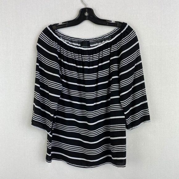 Cynthia Rowley Stripe Off Shoulder Blouse - Picture 1 of 6